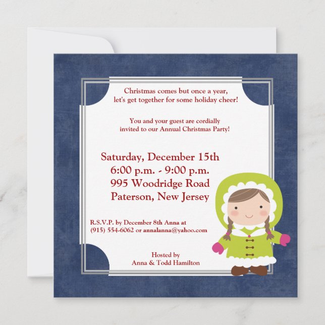 Invitation pour enfants de Noël 5x5 (Devant)