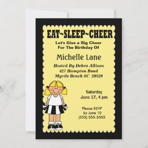 Invitation pour enfants Pom-pom girl anniversaire