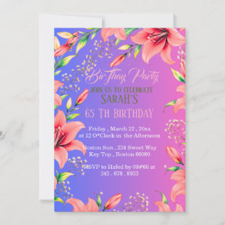 Invitation pour fête d'anniversaire 50 ans Fleur s