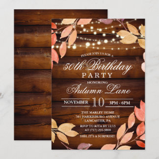 Invitation pour fête d'anniversaire adulte automne