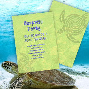 Invitation pour fête d'anniversaire adulte Tortue 