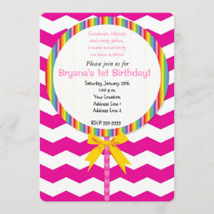 Invitation pour fête d'anniversaire avec bonbons C