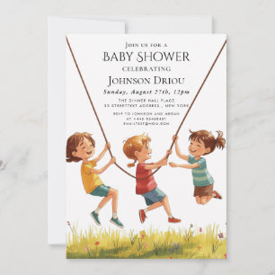 Invitation pour fête d'enfants : Enfants jouant av