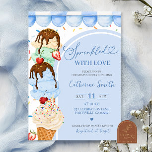 Invitation pour garçon bébé glace sucrée bleue Bab