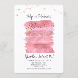 Invitation pour gâteau d'anniversaire Sweet 16