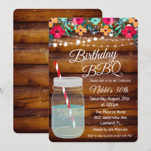 Invitation pour jar Mason BBQ d'anniversaire TOUT 