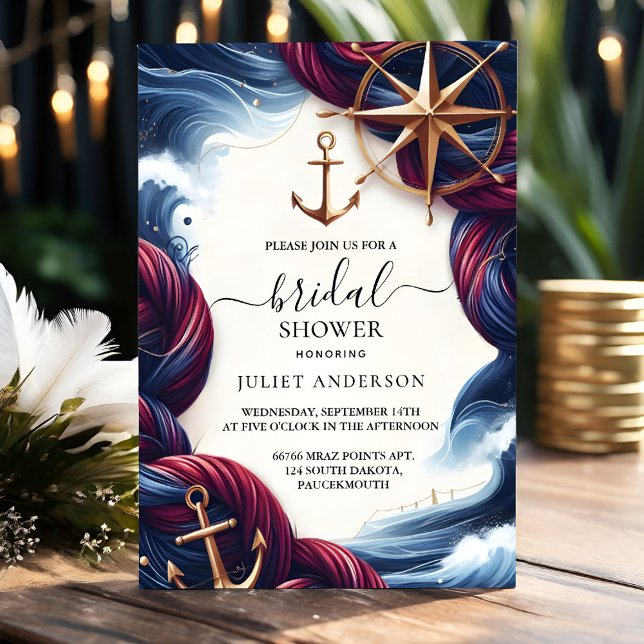 Invitation Pour Knot Bateau Navire Marine Blue Fête des marié (Créateur téléchargé)