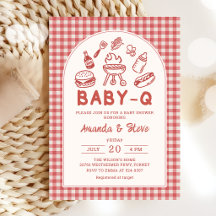 Invitation pour la baby shower couple barbecue Bab