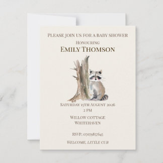 Invitation pour la baby shower de bébé raton laveu