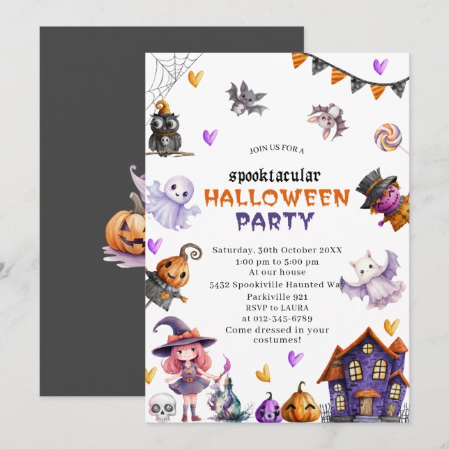 Invitation pour la Baby Shower de Little Boo à l'o (Devant / Derrière)