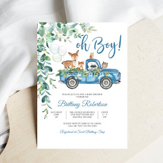 Invitation pour la baby shower de Woodland Truck B