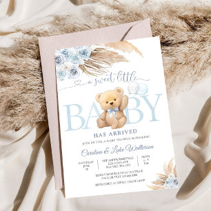 Invitation pour la Baby Shower Ourson Bleu