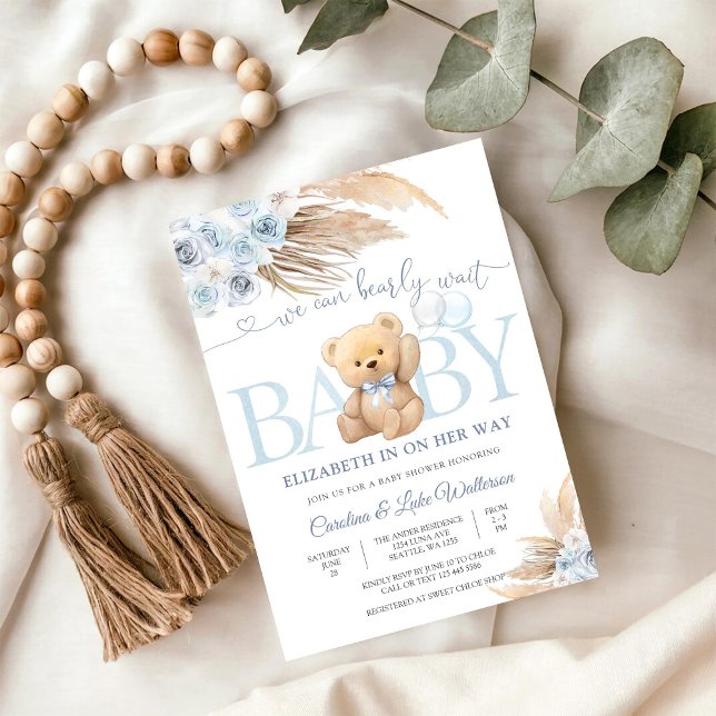 Invitation pour la Baby Shower Ourson Bleu en Pelu (Créateur téléchargé)