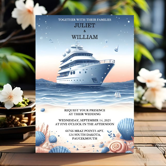 Invitation Pour la corde Knot Bateau Navire Marine Bleu Maria (Créateur téléchargé)
