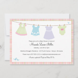 Invitation pour la douche de bébé (fille) Baby Cot