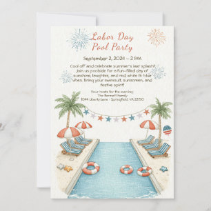 Invitation pour la fête au bord de la piscine de l