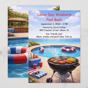 Invitation pour la fête au bord de la piscine de l