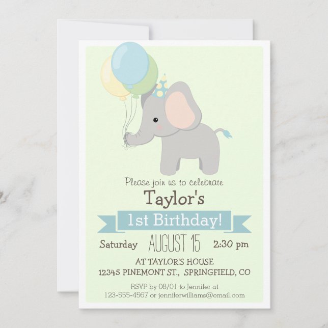 Invitation pour la fête d'anniversaire de Baby Ele (Devant)