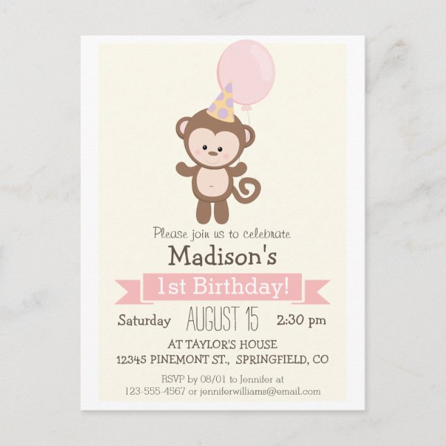 Invitation pour la fête d'anniversaire de la petit (Devant)