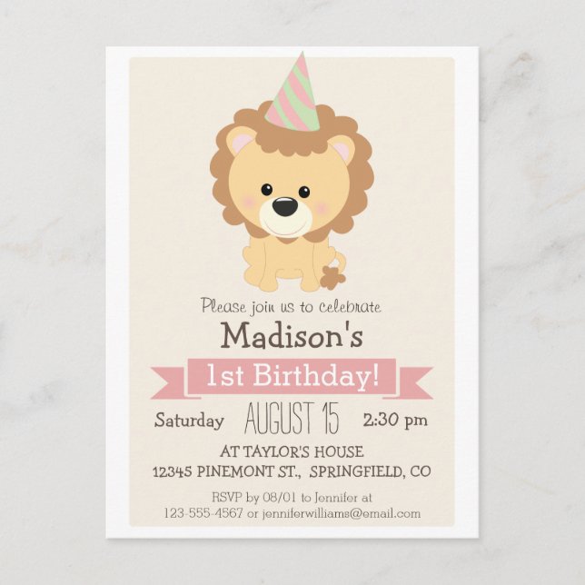 Invitation pour la fête d'anniversaire de la petit (Devant)