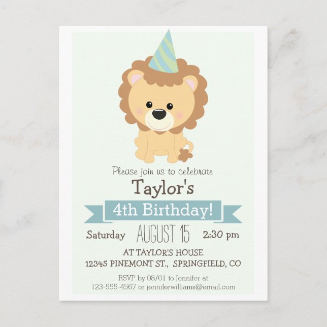 Invitation pour la fête d'anniversaire du bébé Lio (Devant)