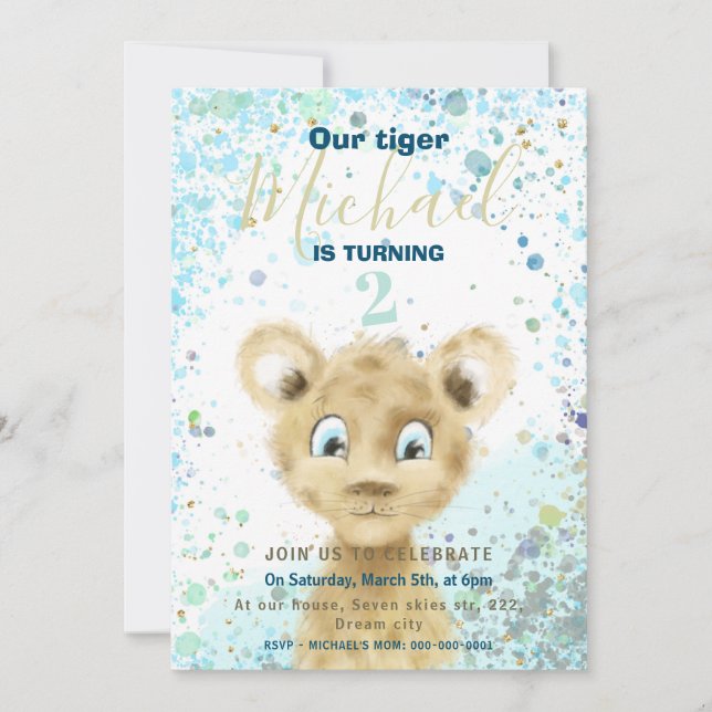 Invitation pour la fête d'anniversaire du bébé tig (Devant)