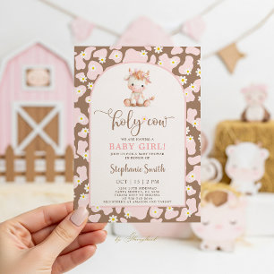 Invitation pour la fête de bébé fille Holy Cow