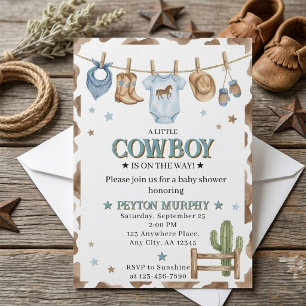 Invitation pour la fête de bébé garçon Blue Cowboy