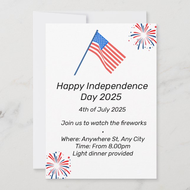 Invitation pour la fête de l'indépendance (Devant)