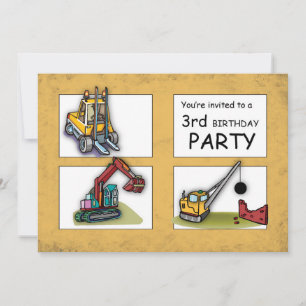 Invitation pour la fête des 3 ans avec des camions