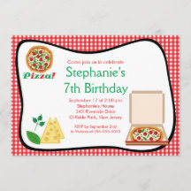 Invitation pour la fête des enfants Pizza