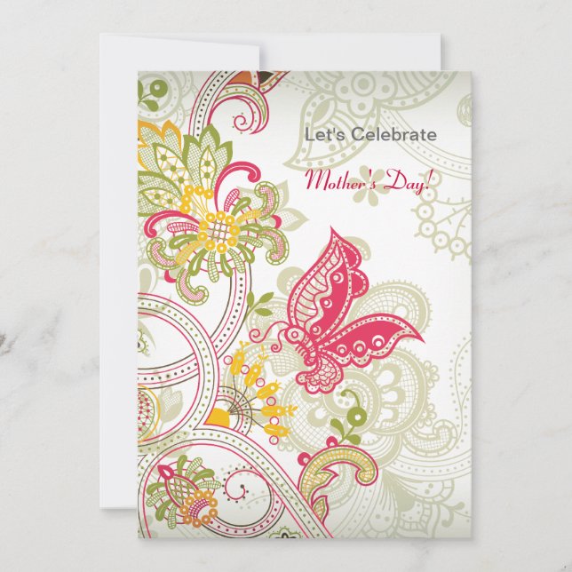 Invitation pour la fête des mères de papillons (Devant)