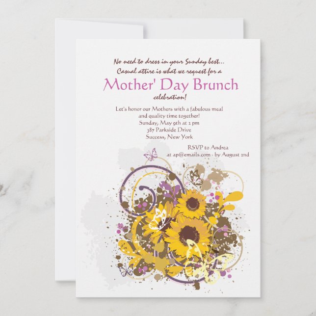 Invitation pour la fête des mères Tournesols (Devant)