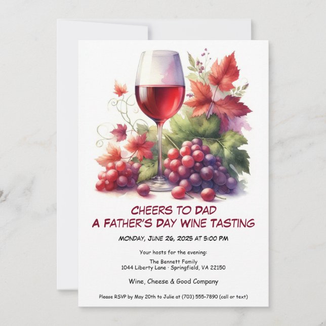 Invitation pour la fête des Pères - Vin Rouge & Ra (Devant)