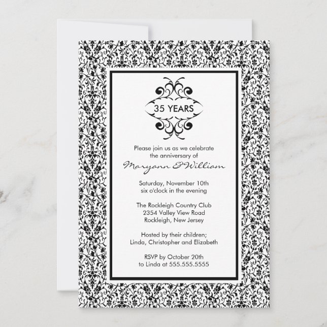 Invitation pour la fête du 25e anniversaire Noir & (Devant)