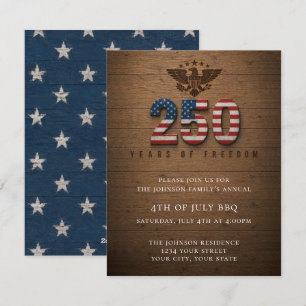 Invitation pour la fête du 4 juillet USA 250 Ans