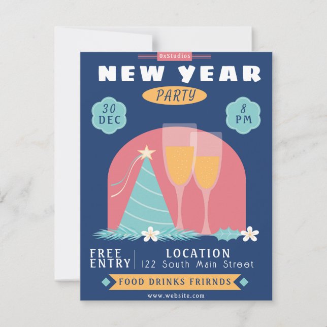 Invitation pour la fête du Nouvel An (Devant)
