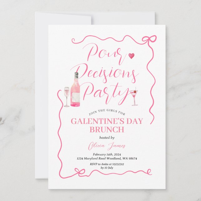 Invitation Pour la partie de décision rose main Valentine Par (Devant)