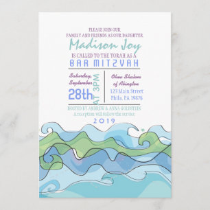 Invitation POUR LA PLAGE de bat mitzvah de barre