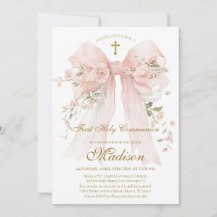 Invitation pour la Première Communion avec un Nœud