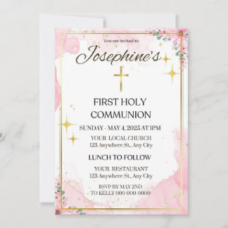 Invitation pour la Première Communion Florale