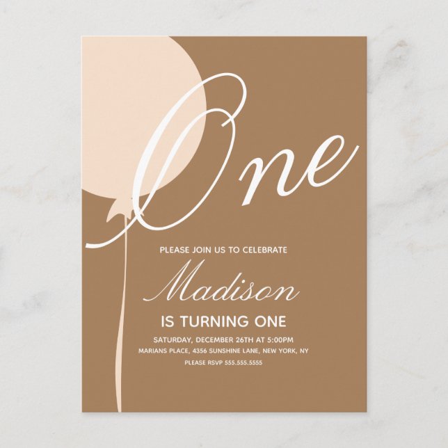 Invitation pour la première fête d'anniversaire Bo (Devant)