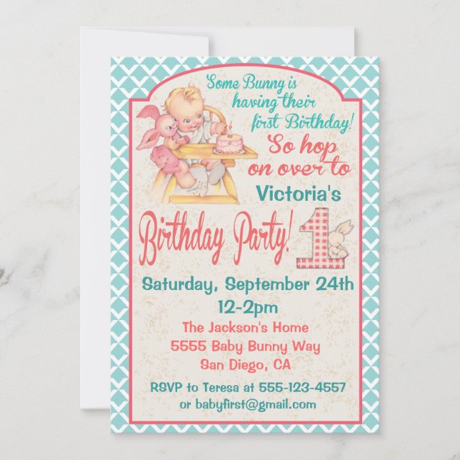Invitation pour la première fête d'anniversaire du (Devant)