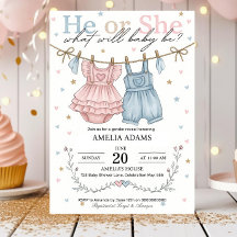 Invitation pour la révélation du sexe du bébé : vê