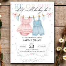 Invitation pour la révélation du sexe du bébé : vê