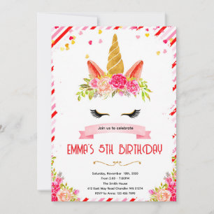 Invitation pour la Saint-Valentin licorne chérie