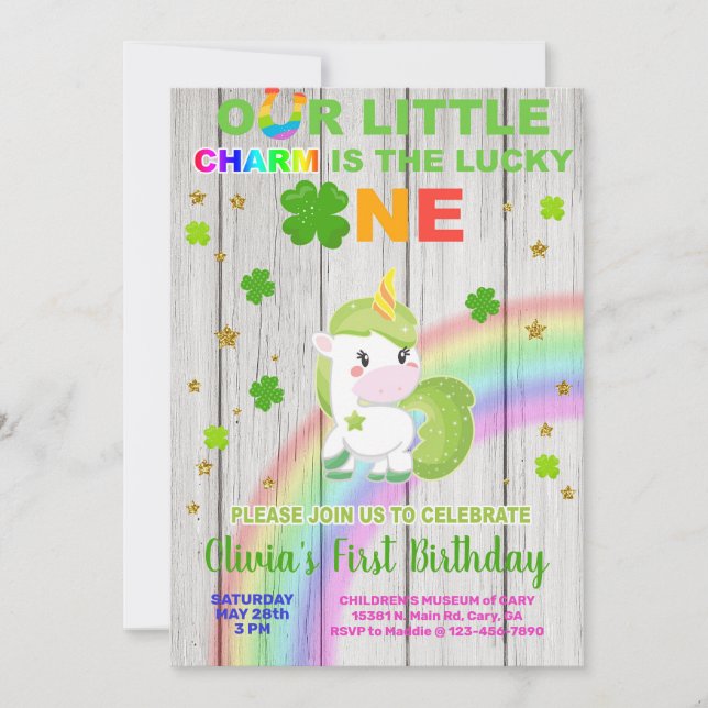 Invitation pour l'anniversaire avec le petit charm (Devant)