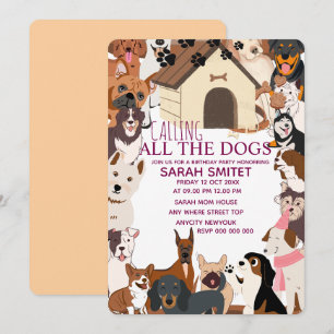 Invitation pour l'anniversaire de chien original  