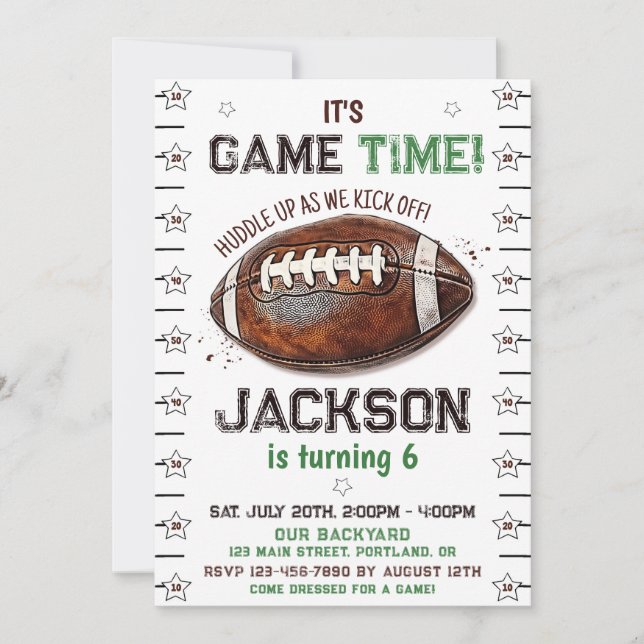 Invitation pour l'anniversaire de football de Game (Devant)