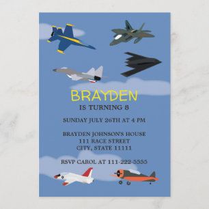 Invitation pour l'anniversaire de l'avion pour enf